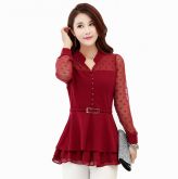 Blusa Feminina Casual De Renda Primavera Manga Longa