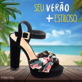 SANDÁLIA MEIA PATA PRETA FLORAL TORRICELLA