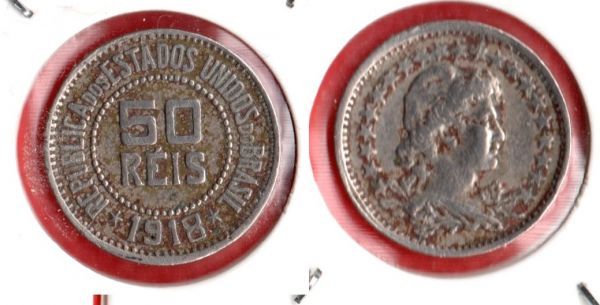 V063-2 -50 Réis 1918 - Tiragem 558.000 - ESCASSA