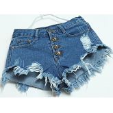 sexy inelásticos calções médio das mulheres (denim) #03013516