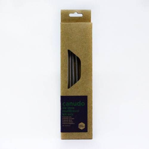 KIT Misto - 4 Canudos Mix de Inox BeeGreen + Escovinha