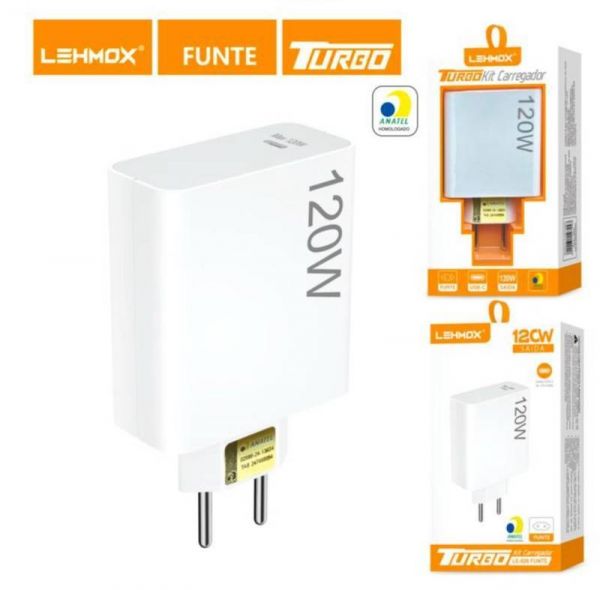 CARREGADOR DE CELULAR TURBO POWER PD 120W TURBO LEHMOX