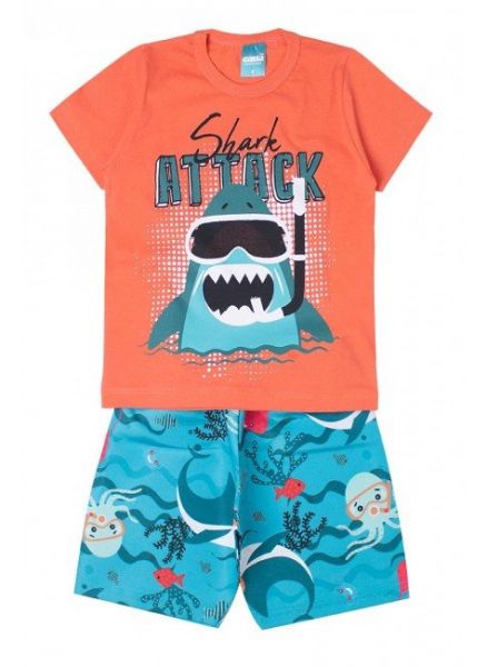 Conjunto Infantil Tubarão Laranja
