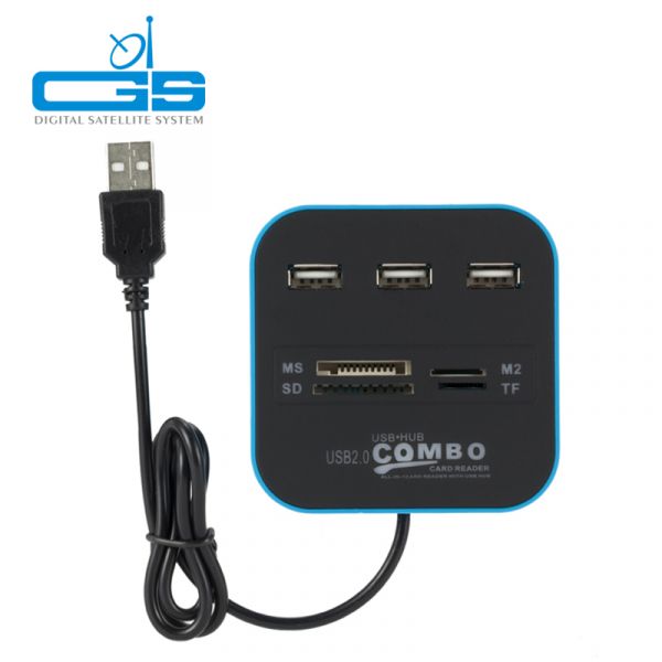 Leitor de cartões usb hub usb2.0, leitor de cartões de combinação