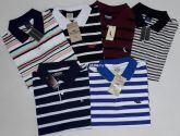 12 Polos Listradas Malha Penteada 100% Algodão