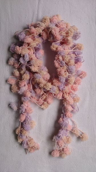 Gola/cachecol pompom rosa mescla