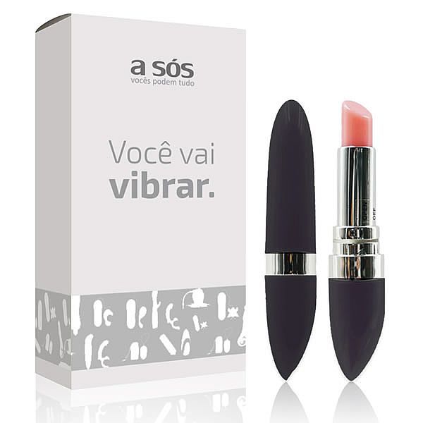 Vibrador Lipstick em formato de Batom - Preto