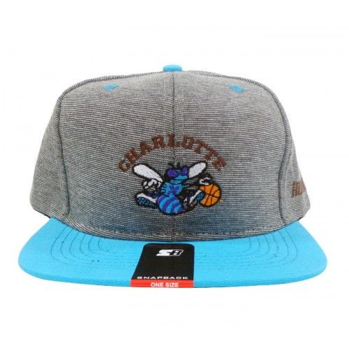 BONÉ ABA RETA CHARLOTTE HORNETS CINZA E AZUL