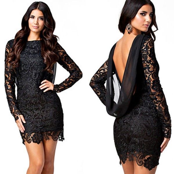 vestido rendado preto