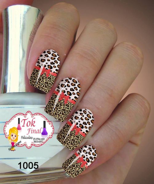 Películas e Adesivos para Unhas Mod. Flor com onça Cód. 1005