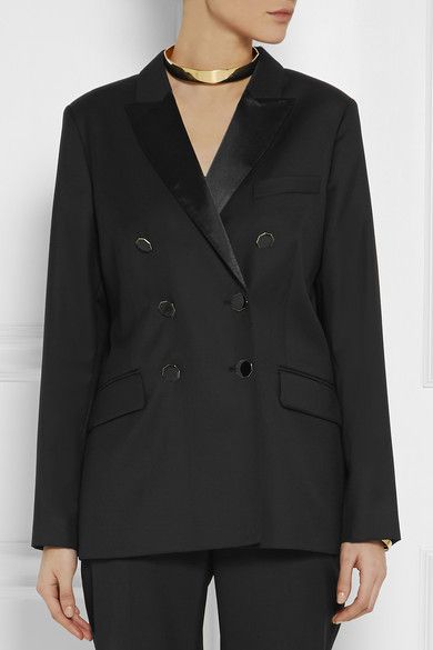 GRACE MMXIII Satin-trimmed wool-blend gabardine blazer