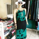 Vestido longo GG azul/verde