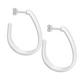 Brinco de argola folheado a prata, em forma de gota - Cod: BS2398 P