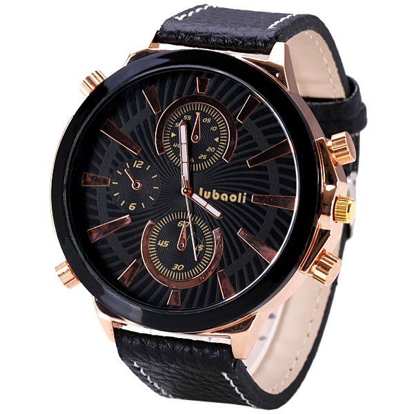 Moda Dial Redondo Relógio Quartzo de Couro Banda com Analógico Indique para Homem