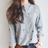 Blusa Feminina Casual Outono Manga Longa Bordada Zangcl