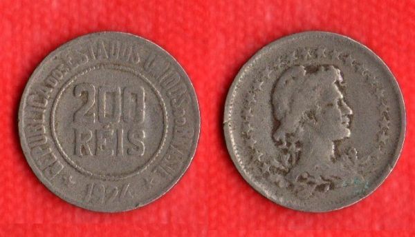 V096 - 200 Réis 1924 -Tiragem 1.750.000