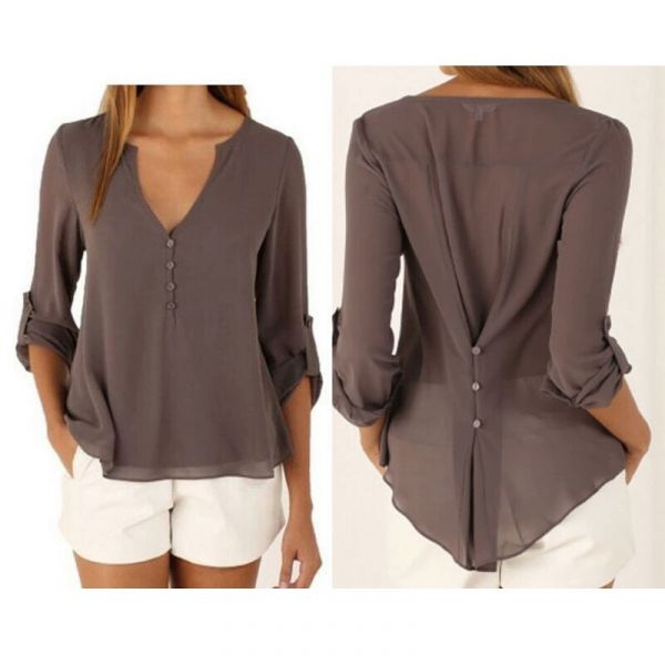 Blusa de Manga Longa e Profunda V (Importado)