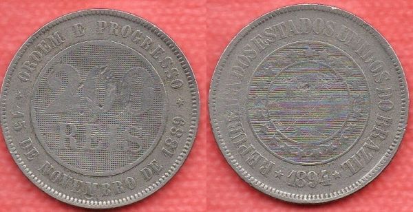 V047-3 - 200 Réis 1894 - Tiragem 1.561,500
