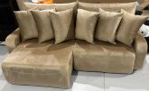 Estofado Retratil Reclinavel Barra 230 2x100 e Brc 15cm Veludo Inca Capuccino 15 Idealle