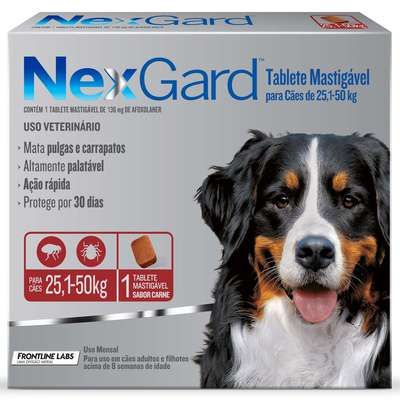 NexGard 136 mg para Cães de 25,1 a 50 Kg - Antipulgas e Carrapatos