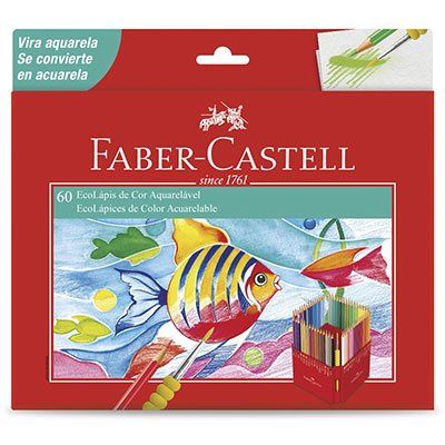 Lápis de cor 60 cores Aquarelável c/pincel 120260 Faber Castell CX 1 UN