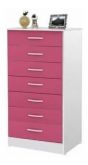 Comoda Resende.Macabu 7G Branco com Rosa AS Moveis