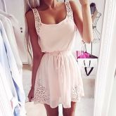 sem mangas ocasional das mulheres acima vestido joelho (chiffon) #03218666
