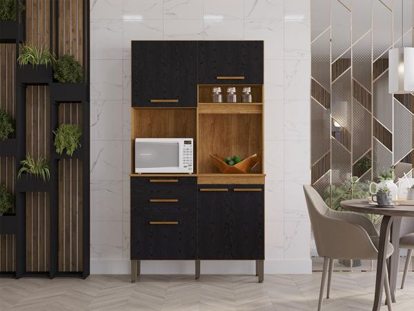 13994.Kit Cozinha Dubai 5P2G Cinamomo.Preto Salleto
