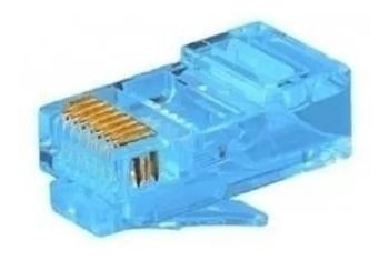 Conector Rj-45 8x8 Premuim Cat-5e Azul 50u De Ouro 500-peças