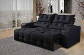 Estofado Retraril Reclinavel Minas 200 2x100 Veludo Suede Preto 509 Decorar Estofados
