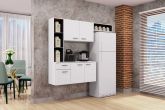 A521.Cozinha Suspensa com Balcao Isis 163 Branco Detalhe Preto Poquema