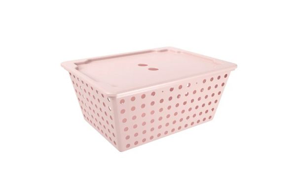 Cesta Organizadora com Tampa Coza Rosa 4,7 L
