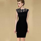 Women's Floral Crochet Stretch Bodycon Cocktail Evening Dress #02294754