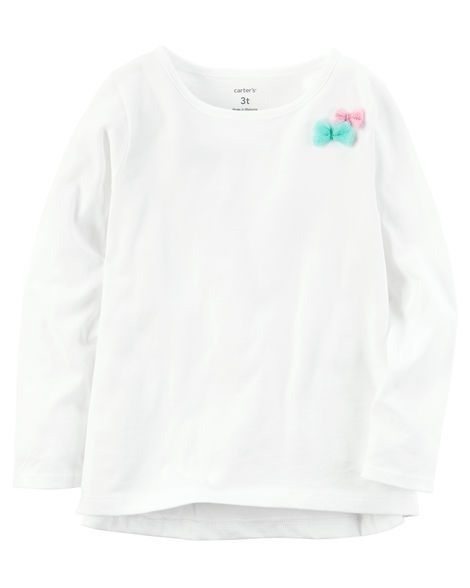 FC206- Carter's Camiseta Manga Longa Bow Branca 3T (2.5-3anos)