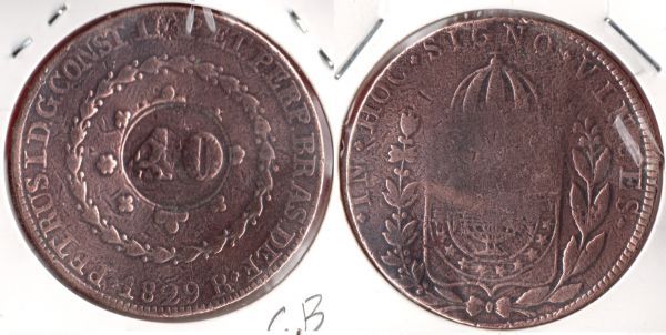 C628-2 - 80 Réis com carimbo de 40 - 1829R - BELÍSSIMA