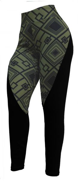 legging estilo montaria(48/50-52/54) plus size, suplex preto e estampa verde militar
