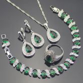 Joias De Luxo Pedras Topázio Verde Mulheres Elegantes