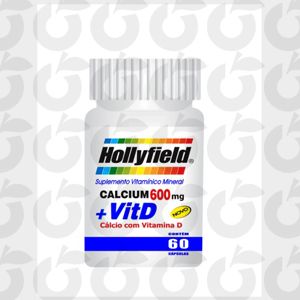 Cálcio+Vitamina D 600mg 90 Cápsulas Hollyfield