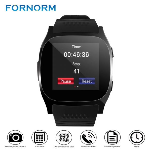 FORNORM T8 Apoio Relógio Inteligente SIM card TF Câmera 2.0MP Com Controle Remoto Conexão Bluetooth