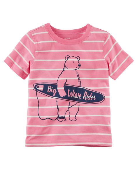 12M Camiseta Urso Surfista Rosa - Carter's