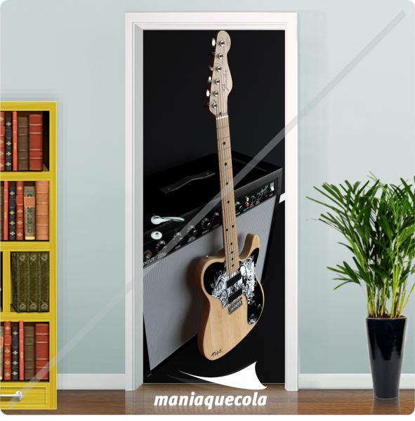 Adesivo Porta - Caixa e Guitarra