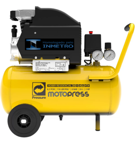 MOTOCOMPRESSOR Ar 8,2 Pés 2HP 24 Litros 116 PSI - Pressure