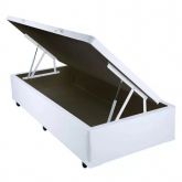 Base Bau Solteiro 88x188x40 Corino Branco SR Movelaria