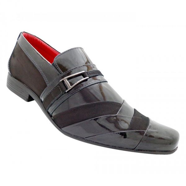 Sapato Social HiperFlex Couro Verniz e Nobuck