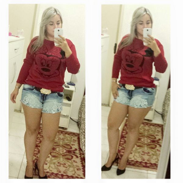 Short Jeans com detalhe renda