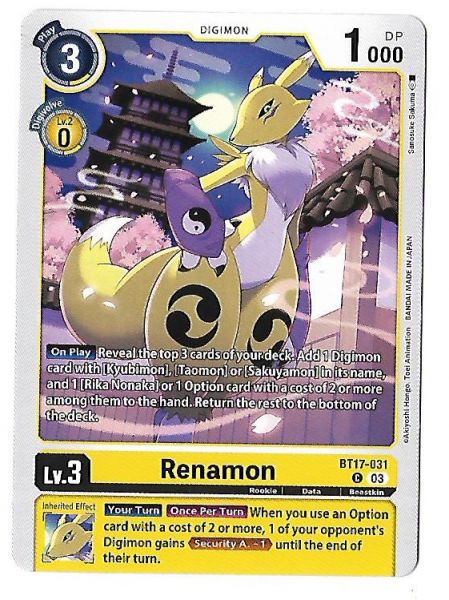 Digimon CCG Renamon - Common BT17