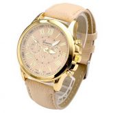 Relógio Feminino De Luxo Dourado Pulseira De Couro
