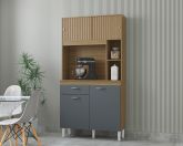 A881.Kit Cozinha Duda 90 4P1G Damasco Ripado 3D.Cinza Poquema