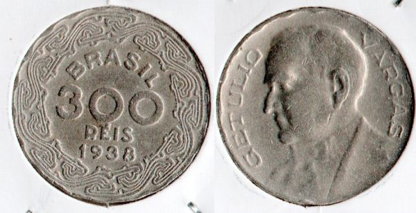 V169-2 - 300 Réis 1938 - Tiragem 12.080.000 - Linda Peça