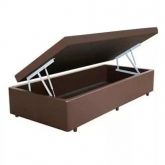 Base Bau Solteiro 88x188x40 Corino Marrom SR Movelaria